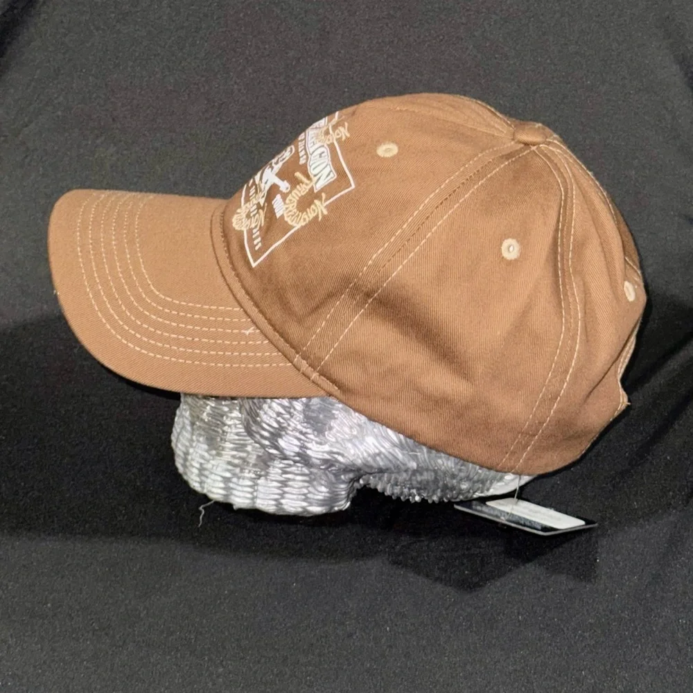 True Religion Brown Hat with White and Gold Embroidery